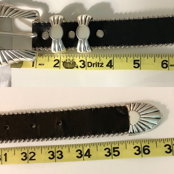 B.B. Simon Handmade Black Leather Belt - 30 - Picture 13 of 14